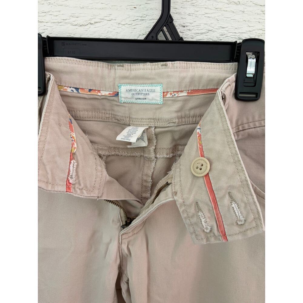 American Eagle Stretch Khaki Bermuda Shorts Women’s Size 8 Casual Neutral Capri - Picture 7 of 8